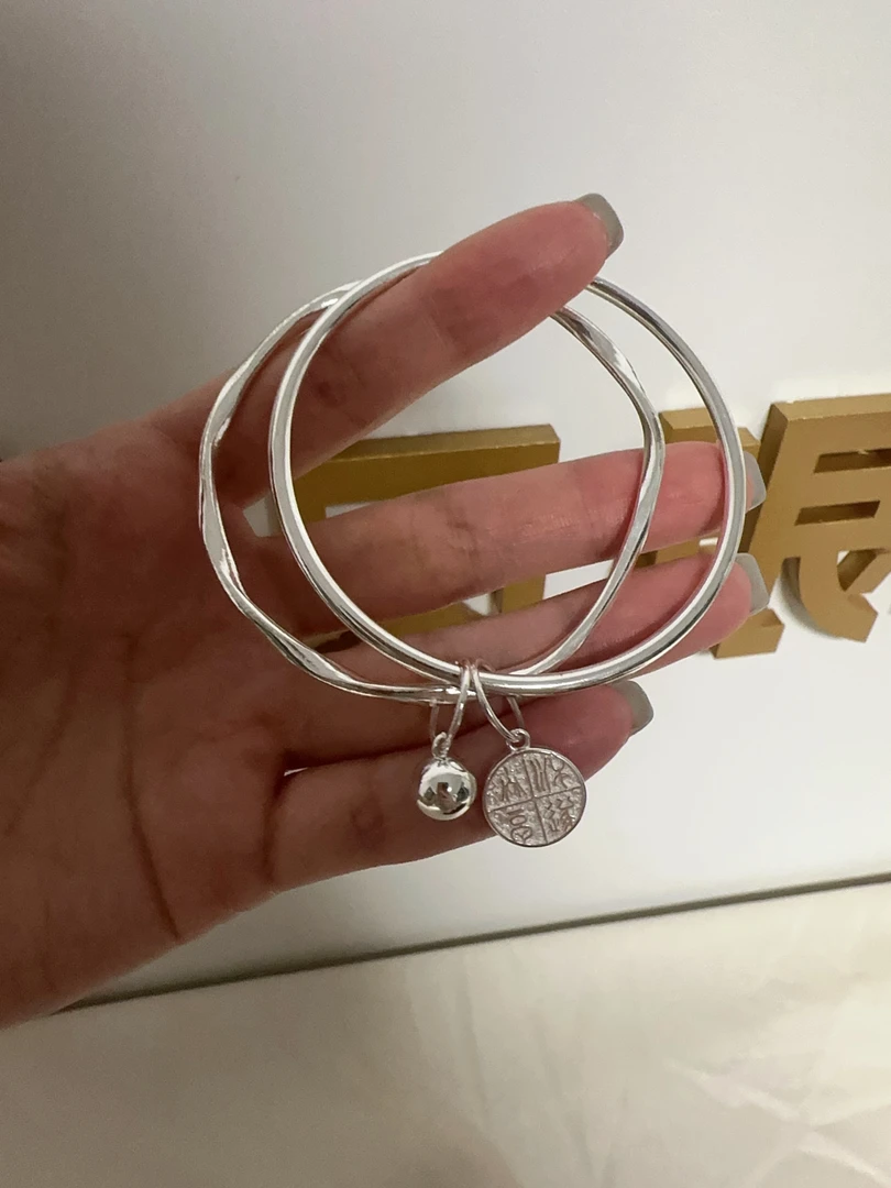 足银银制品 55莫比乌斯双环手镯闭口款