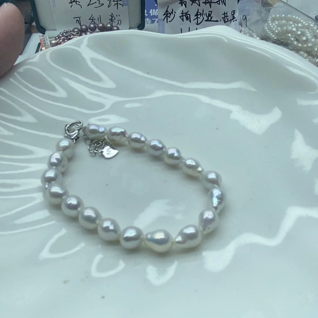 银S925镶嵌天然淡水珍珠无人工干预淡水珍珠28