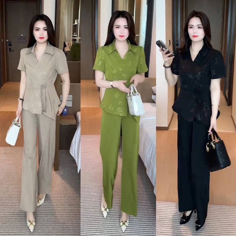 夏季新款新中式盘扣穿搭洋气时尚气质西装领减龄套装85