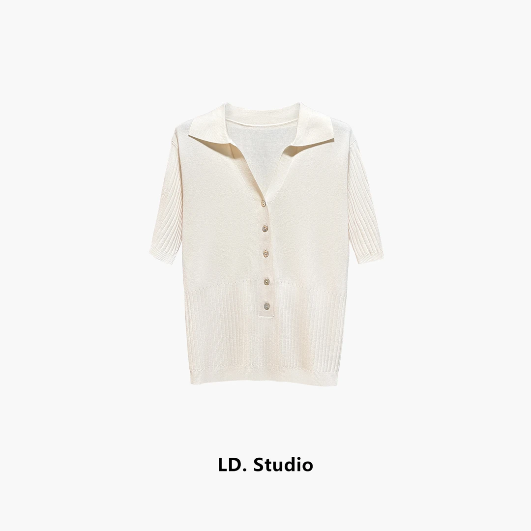【街头风】莱赛尔新款修身显瘦防晒Polo针织衫T恤女上衣LDS1057