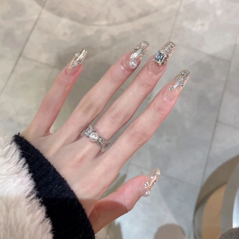 现货24小时发 纯手工定制穿戴甲可拆卸假指甲贴10片秋冬爆款美甲