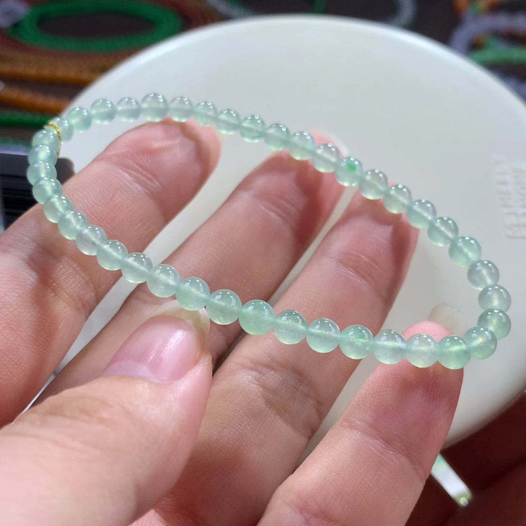 翡翠未镶嵌手链翡翠玻璃钢晴绿卡4.60～4.90+