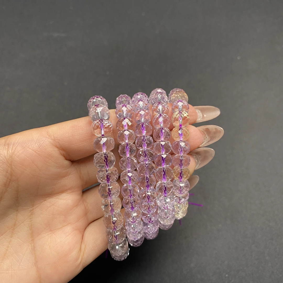 W157 天然玻利维亚紫晶切面水晶手链 多样性发一