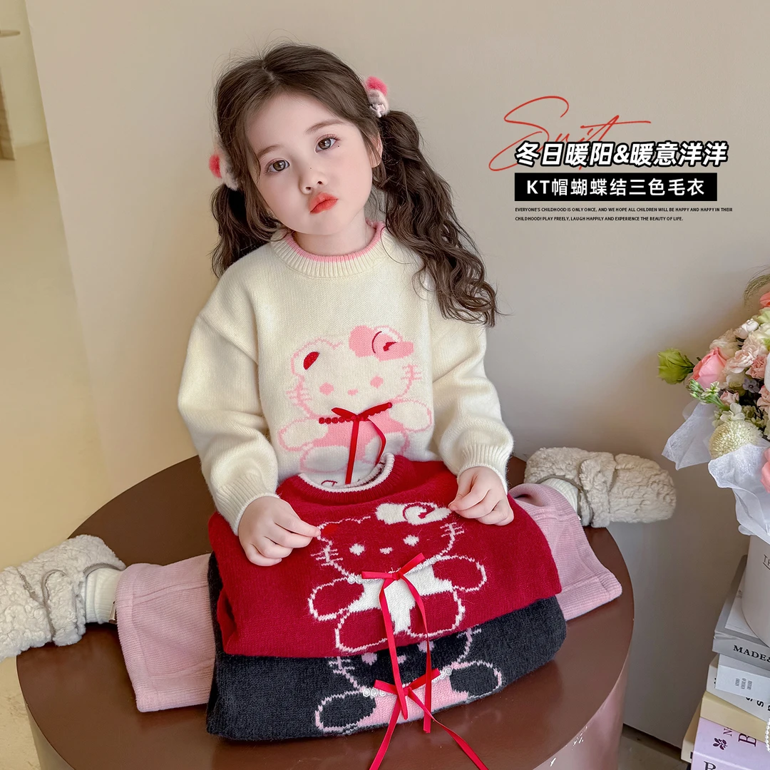 女童套头圆领毛衣冬装洋气儿童女宝宝小童韩版公主加厚针织衫冬季