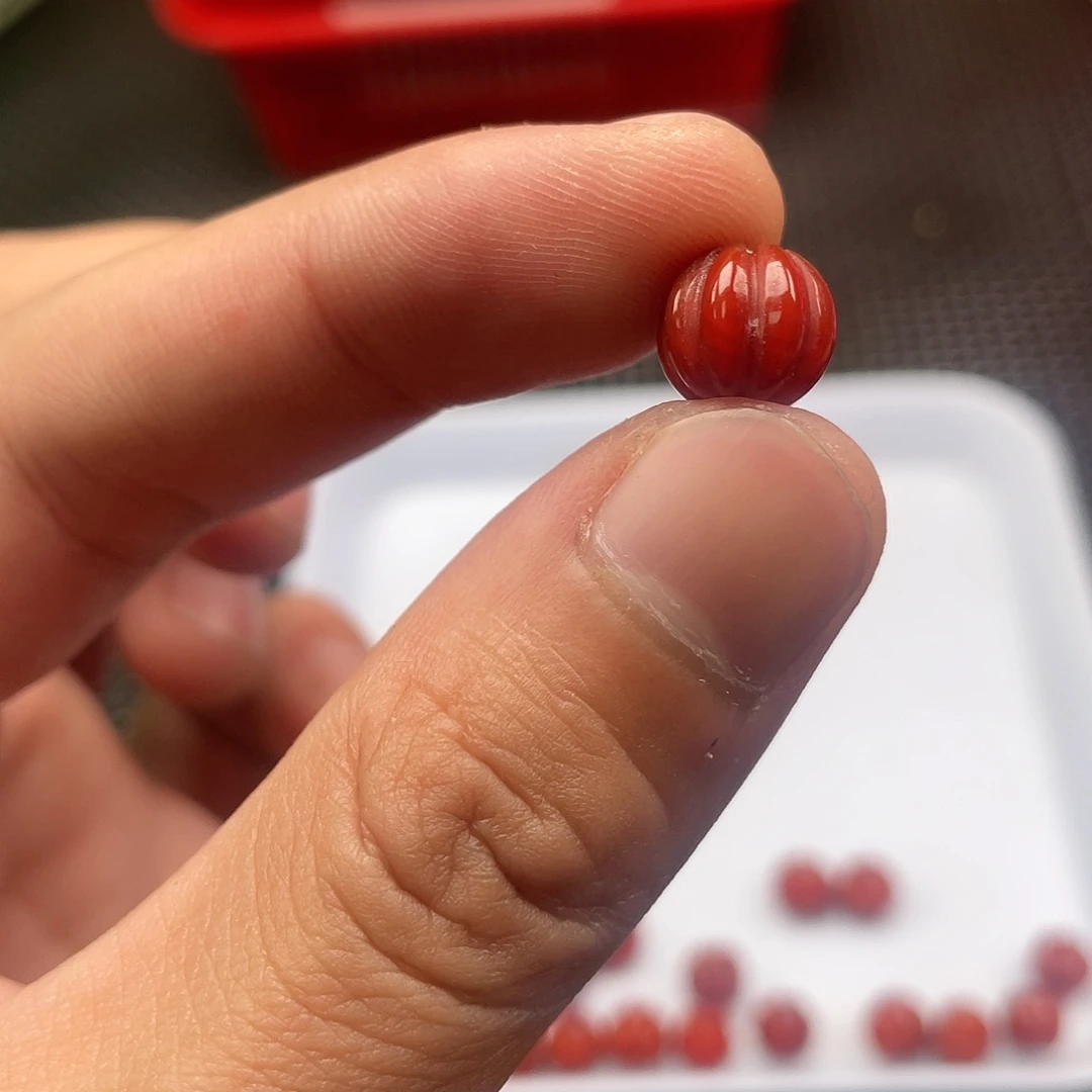 南红玛瑙9✖️10牛血红 瓜珠 一颗 9 号未镶嵌
