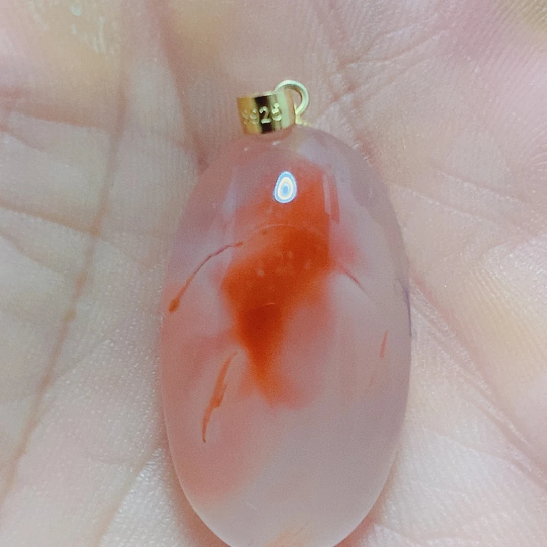 南红玛瑙银S925镶嵌吊坠(不含链)
