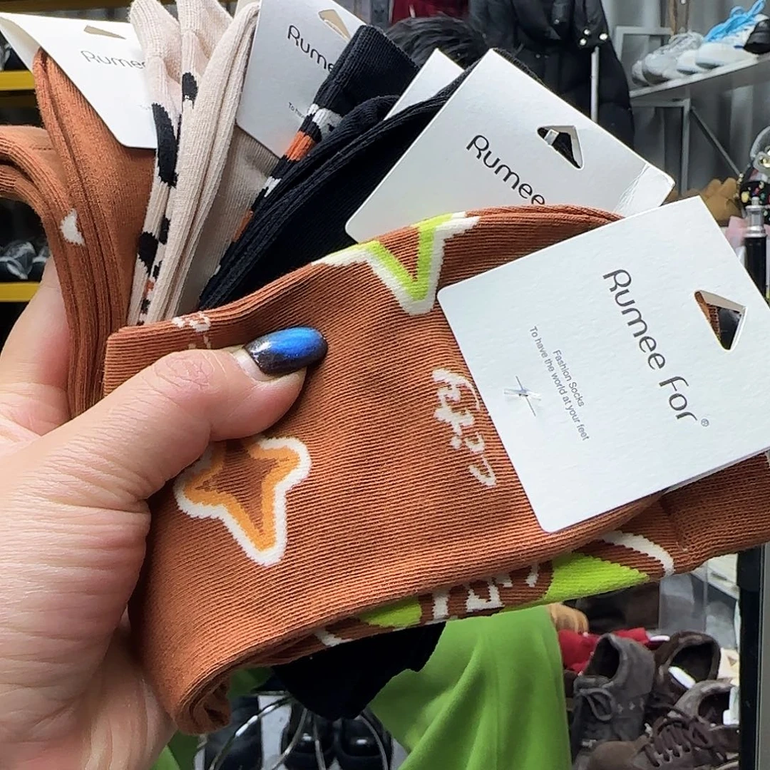 三醋酯纤维天丝棉一组5双中筒棉袜