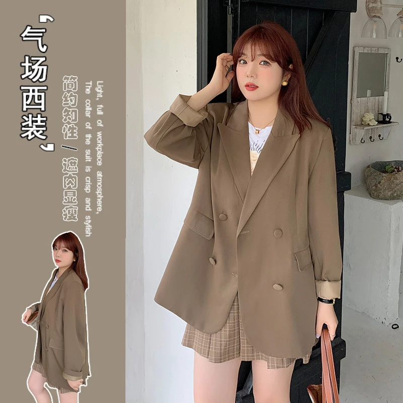YH-63639大码西装外套春秋季新款显瘦时尚气质简约宽松西服上衣