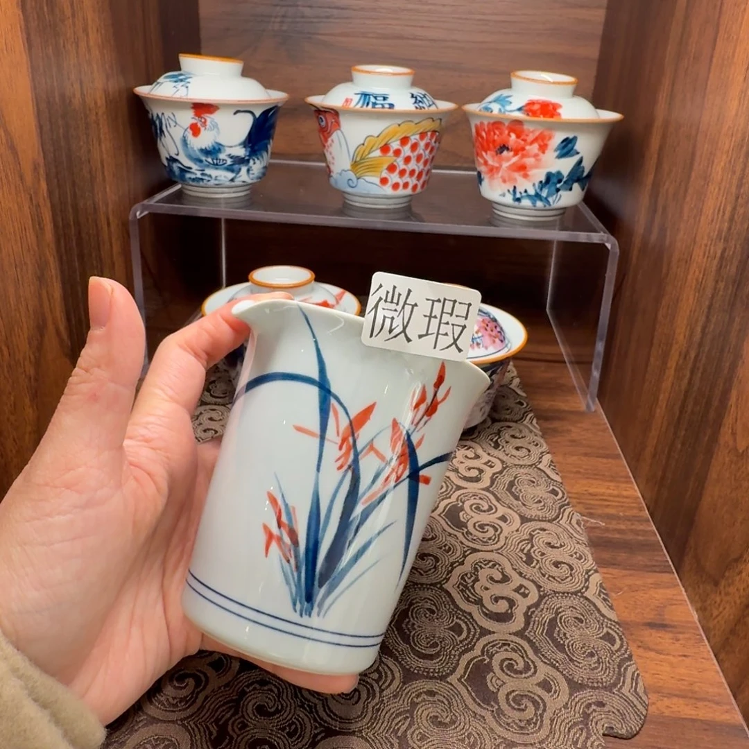 釉下手绘茶具微瑕