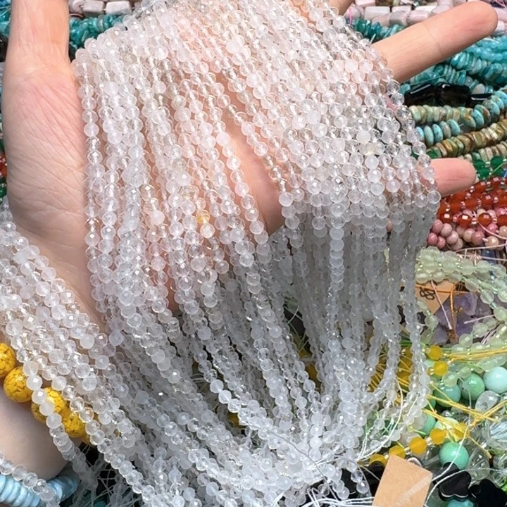 合金玛瑙/玉髓珠宝半成品一条4m白水晶切面