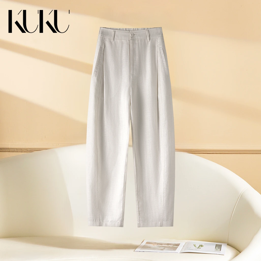 云柔冰氧裤~天丝亚麻穿出25°C体感 亚麻冰丝九分裤秒降温7812