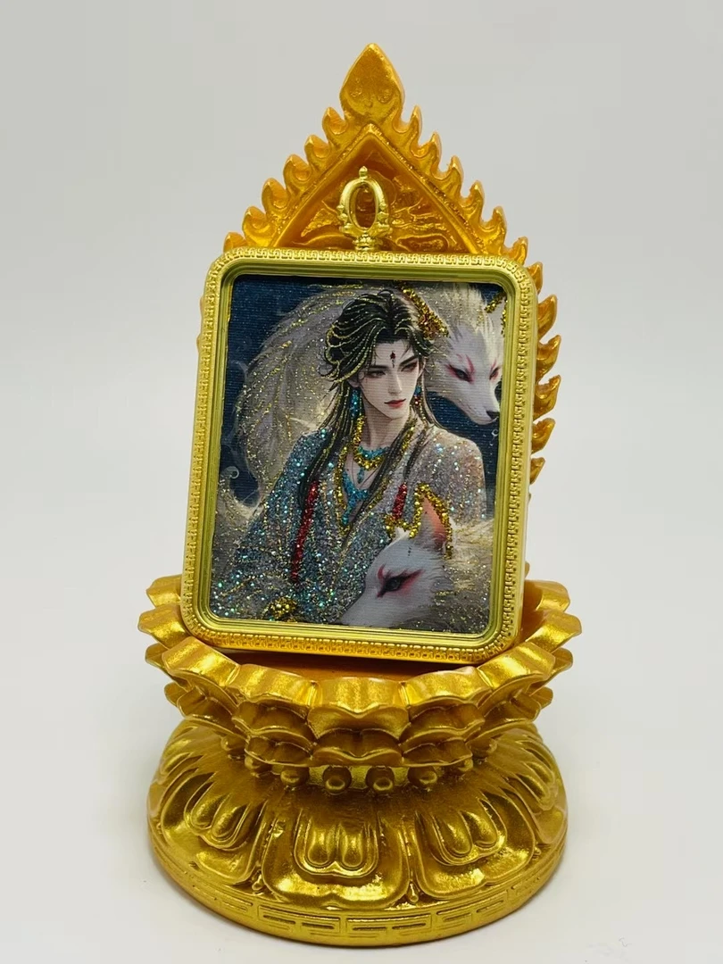 鲸元文创 新彩金工艺 超美小九唐卡项链 礼盒装合金布艺吊坠