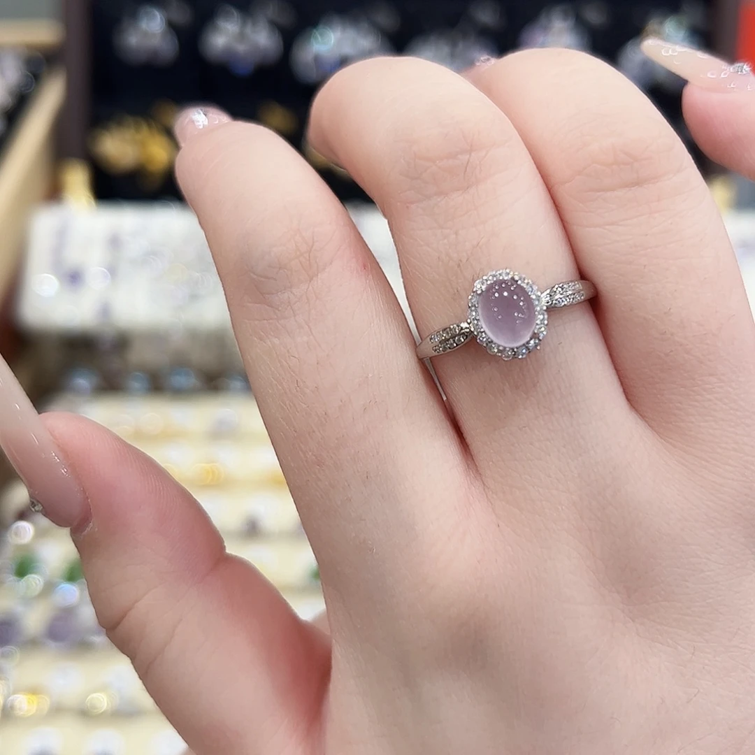 用***2戒指银S925镶嵌萤石