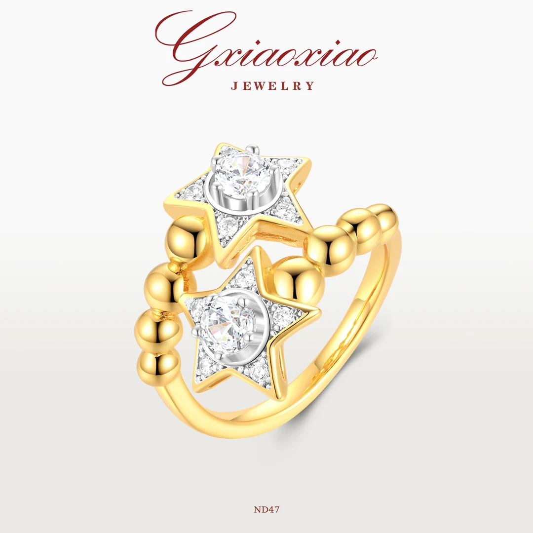G XIAOXIAO 镀K金 轻奢高级精致百搭星星戒指 ND47