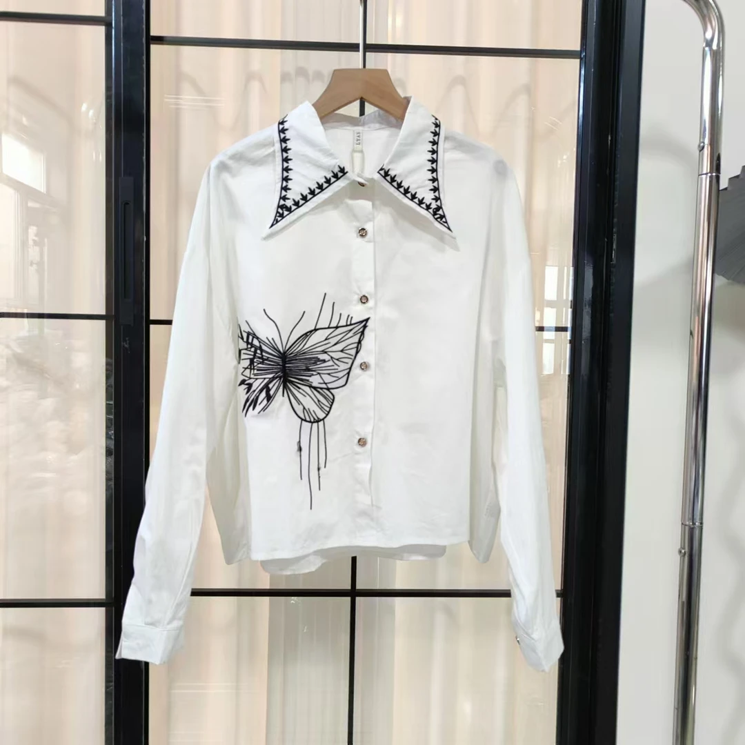 有  衣长46    25308【月夜蝴蝶】蝴蝶刺绣衬衣