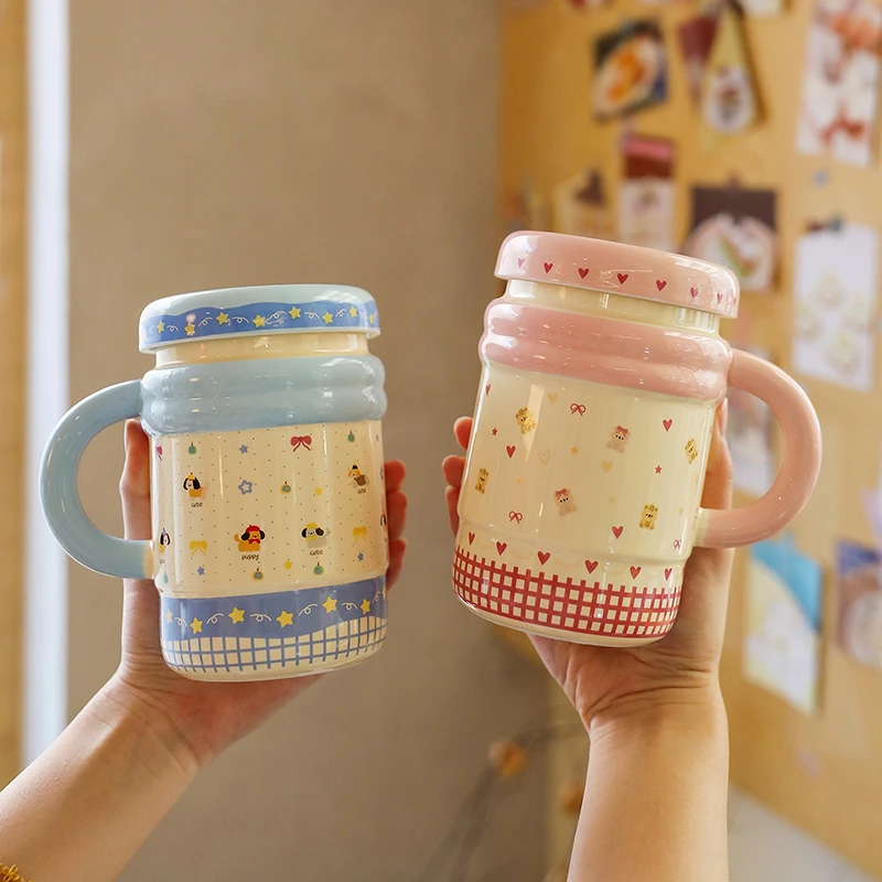 舍里马克杯带盖高颜值杯子大容量陶瓷水杯情侣家用女生咖啡早餐杯