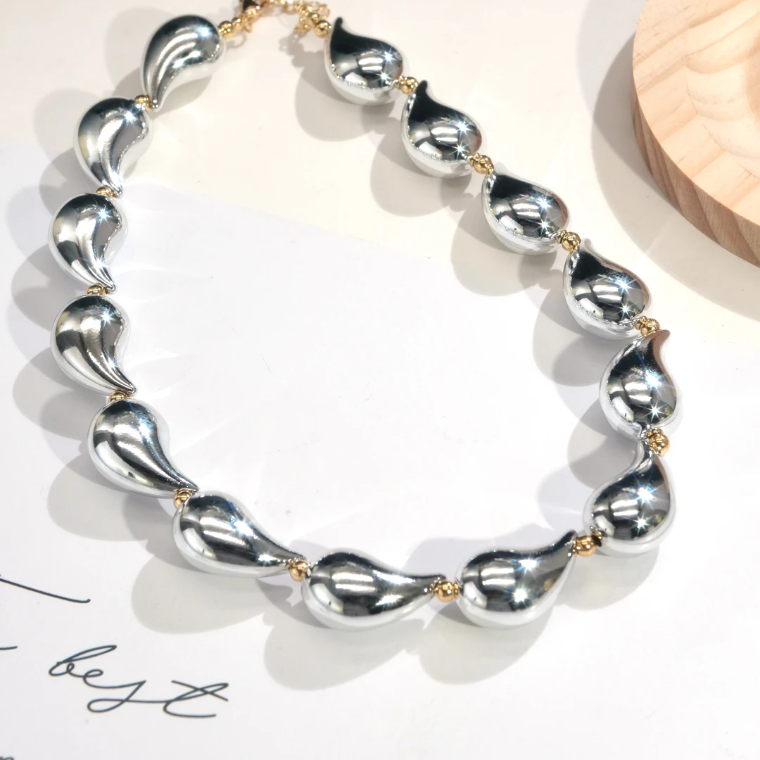 铜合金项链 05822时尚气质大水滴相连个性项链