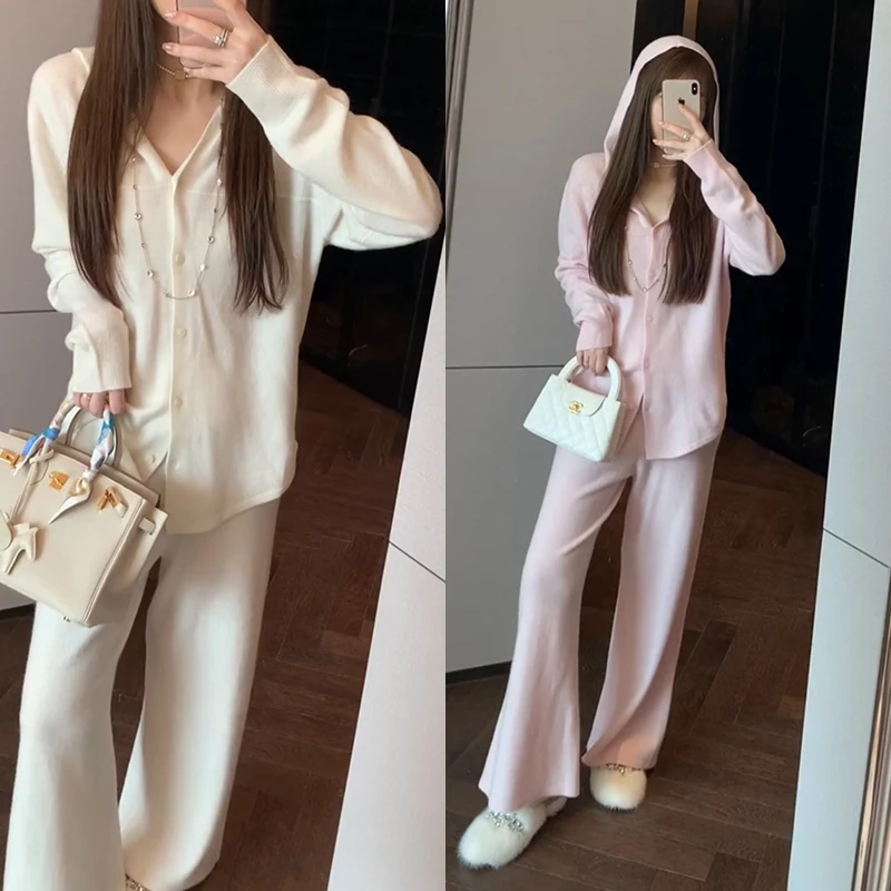 【mimius】&游鹿鹿 极简主义～羊毛连帽休闲针织开衫＋阔腿裤 WF09172