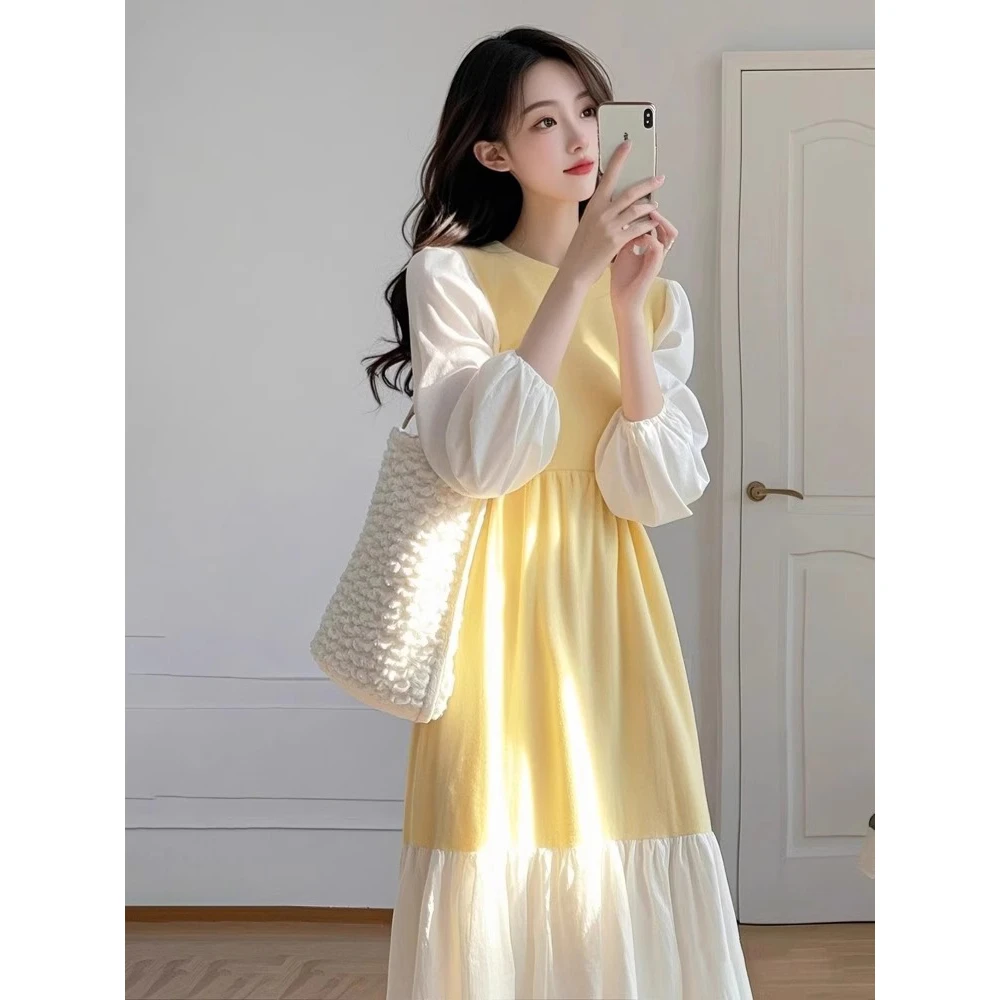 今年流行高级感超好看黄色连衣裙女装2025春季新款气质千金风裙子