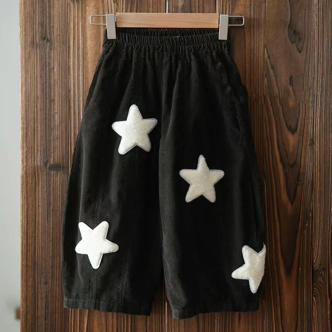 儿童裤子秋装2025新款男童韩版洋气星星宽松阔腿裤宝宝百搭休闲裤