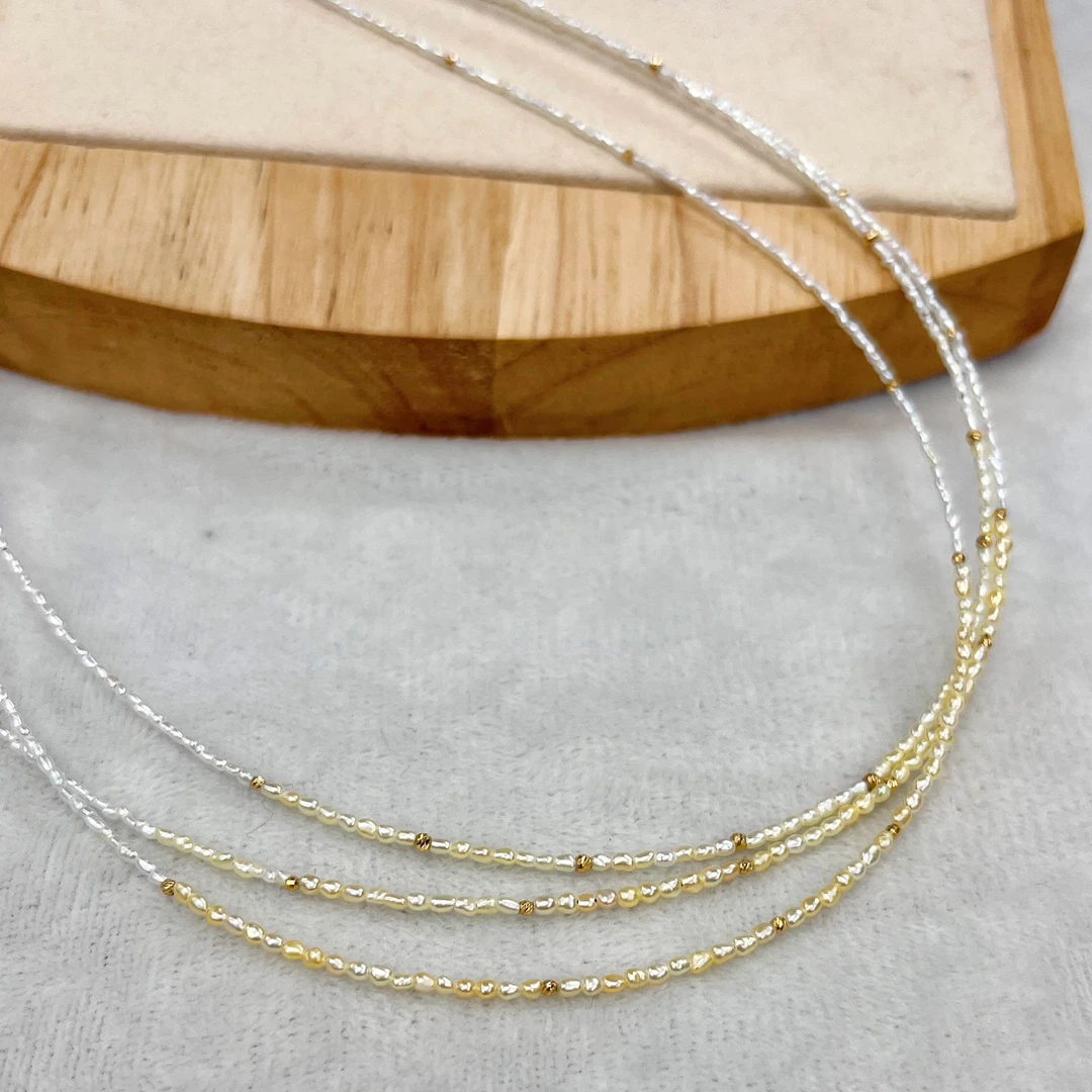 DSL185 三层 18k金海水keshi渐变三层  设计款项链