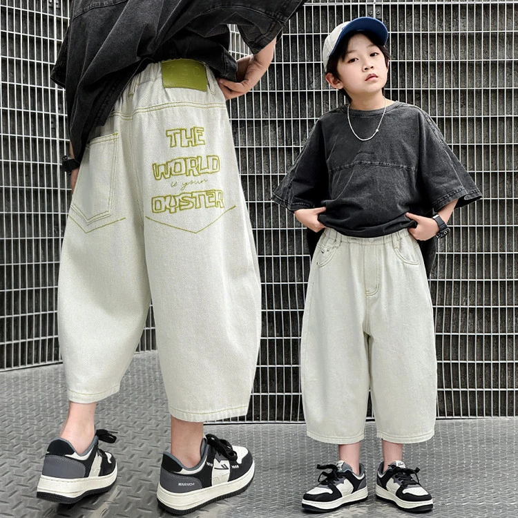 YeeHoO英氏【断码】儿童骑行新款宝宝小童童装白夏天薄款休闲裤男女