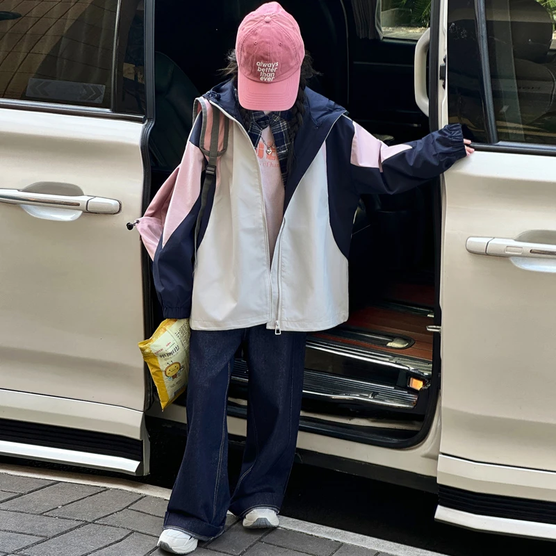 女童秋装冲锋衣外套2025新款洋气儿童风衣春秋大童初中生防风衣潮
