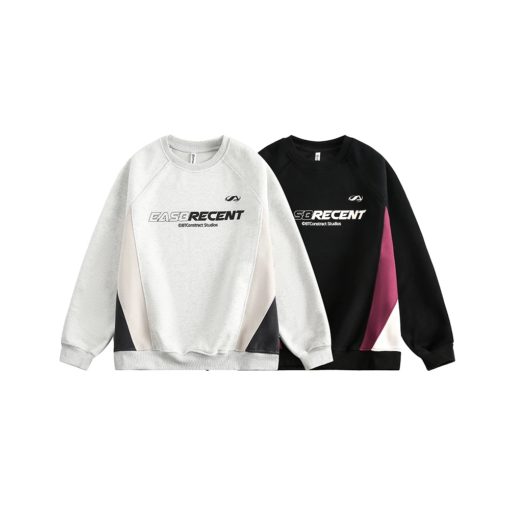 无性别穿搭美式高街拼色套头圆领重磅卫衣-5580