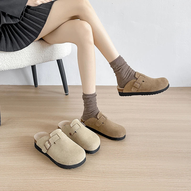 厚底懒人一脚蹬包头女拖鞋半拖外穿博肯外穿新款勃肯拖鞋