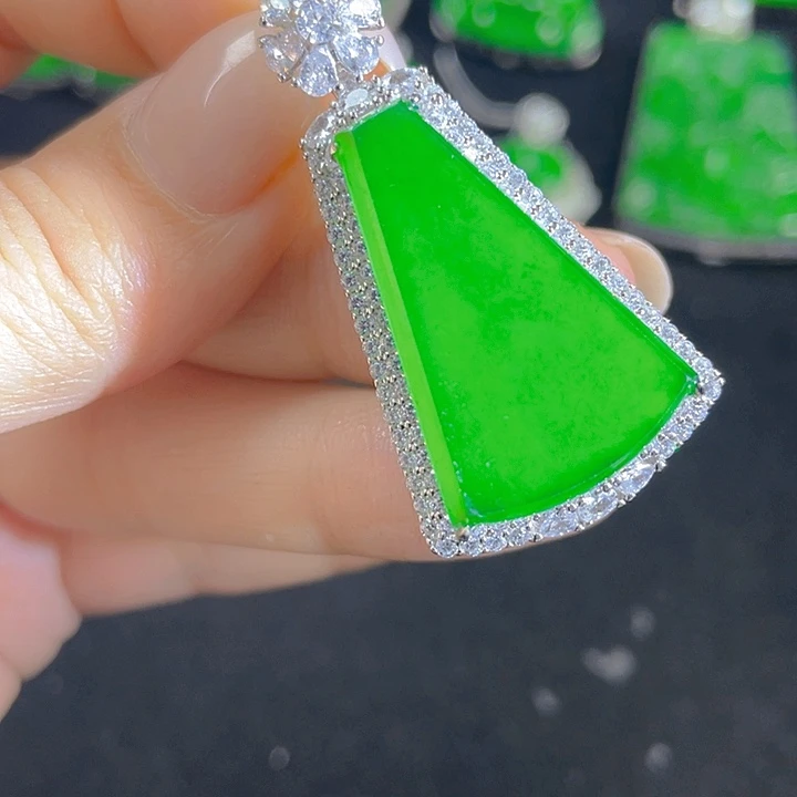 翡翠银S925镶嵌吊坠(不含链)