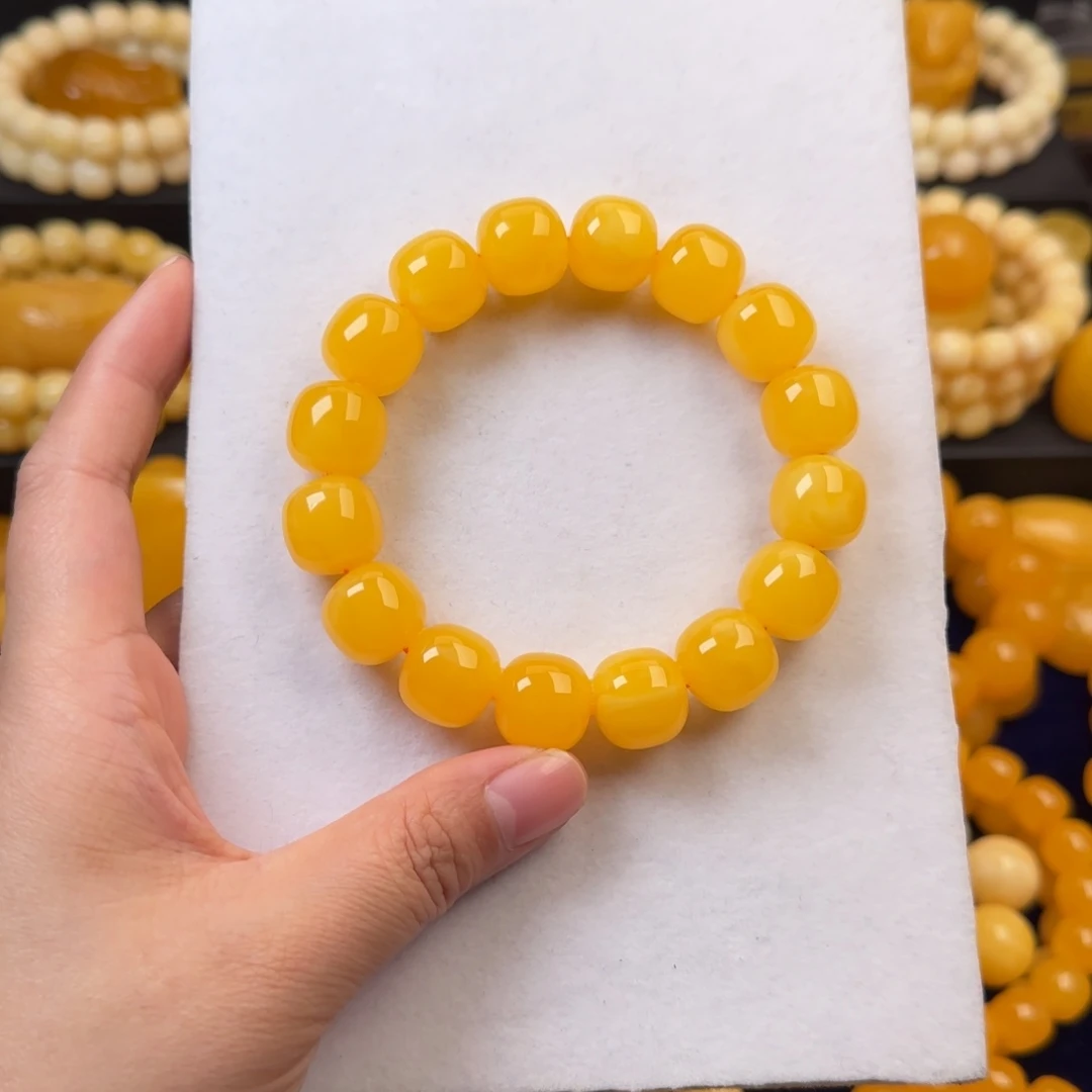 蜜蜡未镶嵌颈饰浓蜡橘色同料15