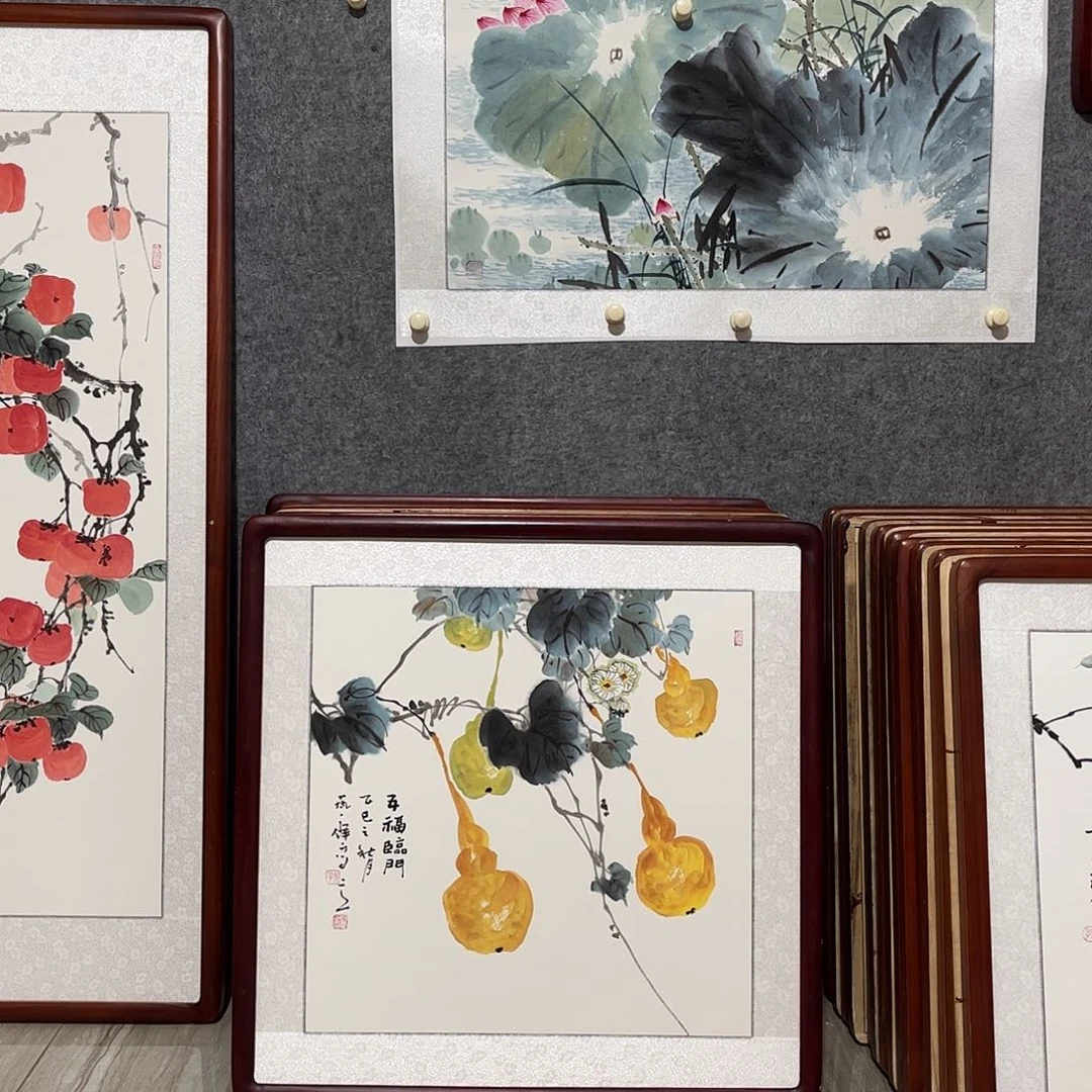 国画书画作品带框63×63