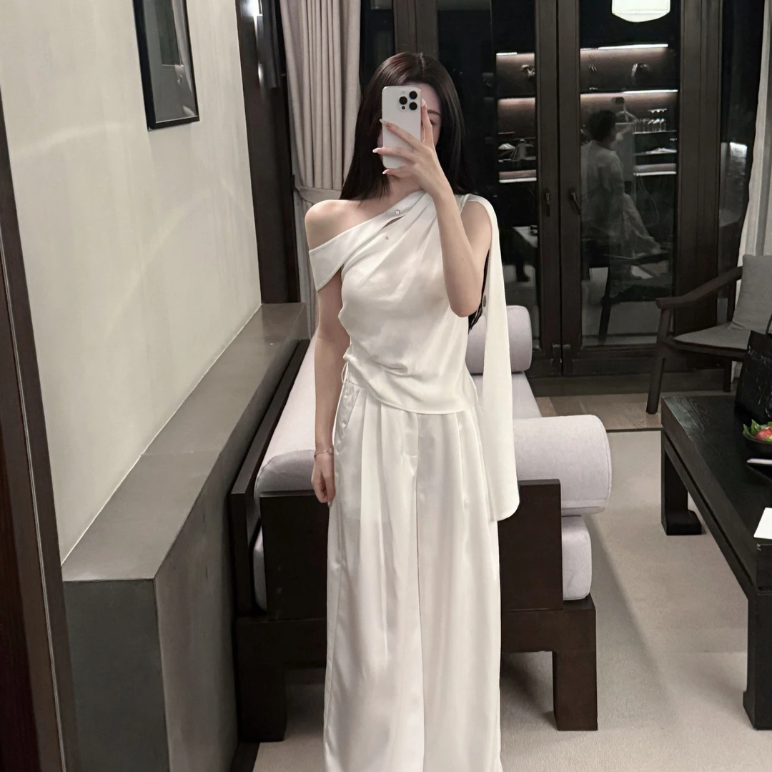 【小众视觉】露肩百搭背心无袖薄款设计感小众洋气简约T恤休闲上衣