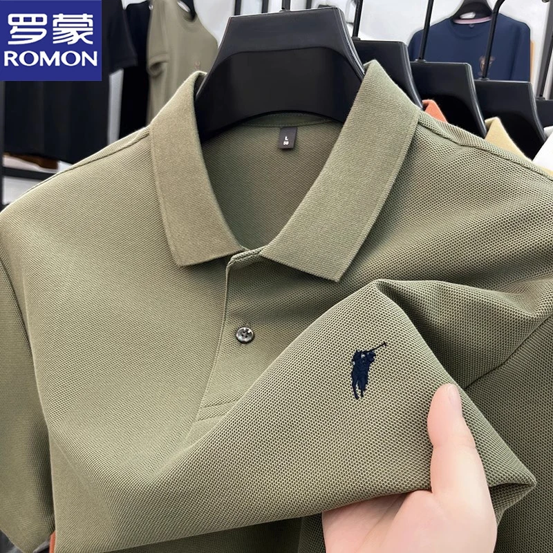 罗蒙正品高档男士POLO衫夏季纯棉美式休闲短袖T恤小马标半袖上衣