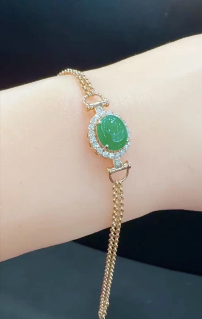 缅甸翡翠满绿手链