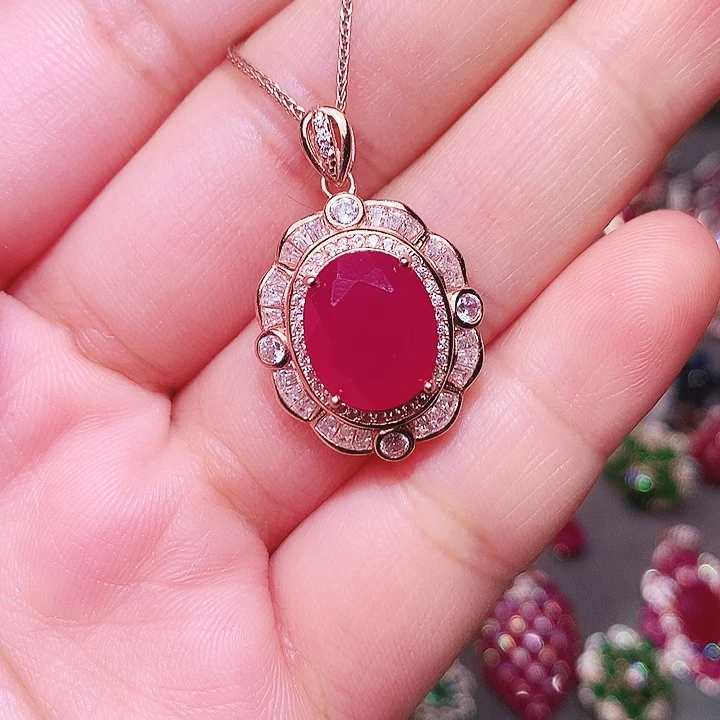 颈饰银S925镶嵌红宝石
