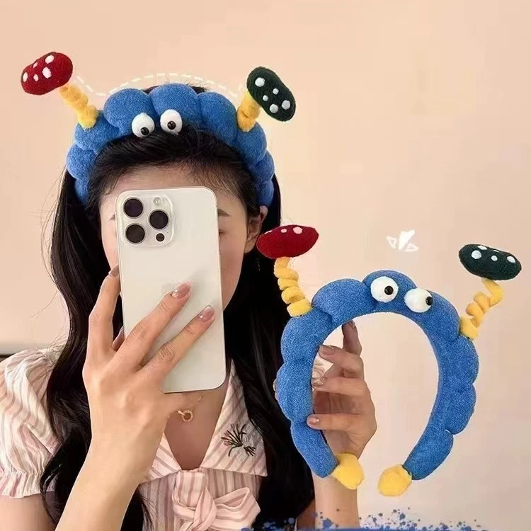 可爱皮洛姆发箍明星同款头箍可爱趣味大眼仔毛绒洗脸高颅顶发卡