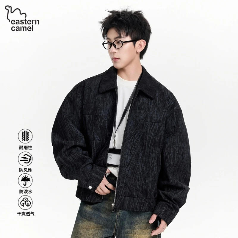 东方骆驼潮牌夹克男士秋季新款外套美式百搭高街休闲翻领上衣男款