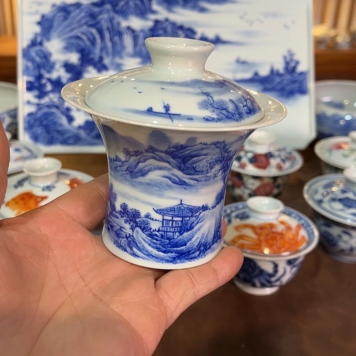 錡镇堂手工手绘盖碗