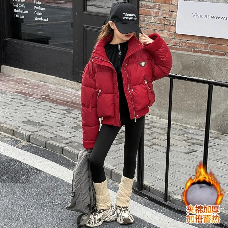 女童休闲棉服冬季外套2025新款儿童棉袄免洗面包服女大童短款棉衣