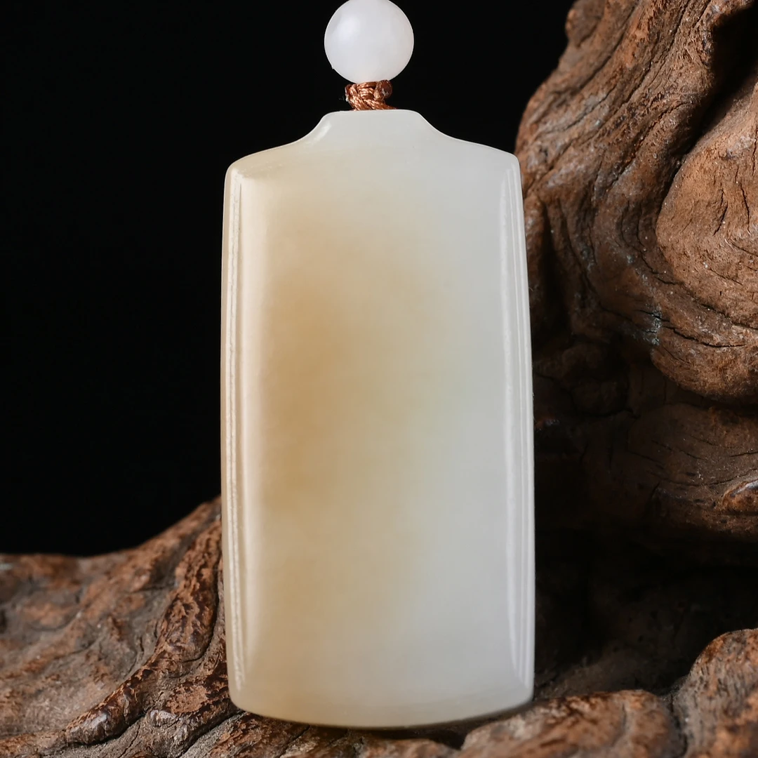 天然和田玉羊脂玉平安无事牌吊坠男女款玉石项链挂件送长辈佳礼