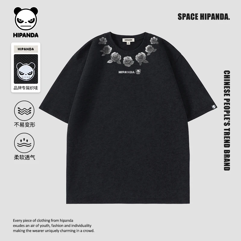 HiPanda你好熊猫短袖男款夏季t恤2025新款美式衣服半袖男士上衣B