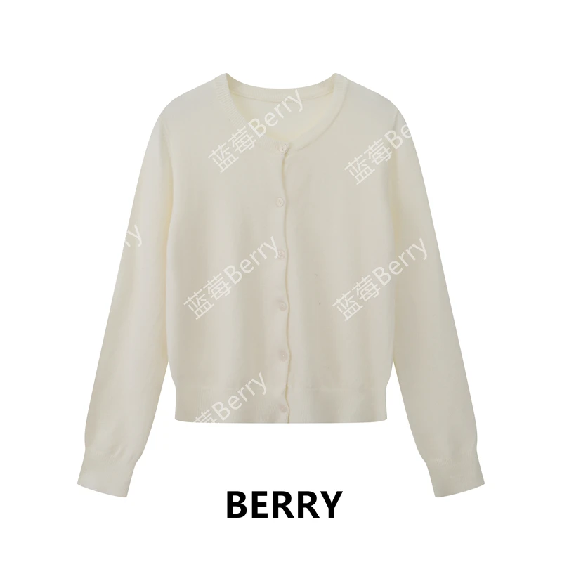 【蓝莓Berry】 秋季新款圆领开衫外搭长袖小外套针织衫女上衣