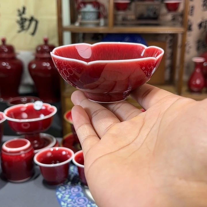 景德镇浅行窑海棠花杯