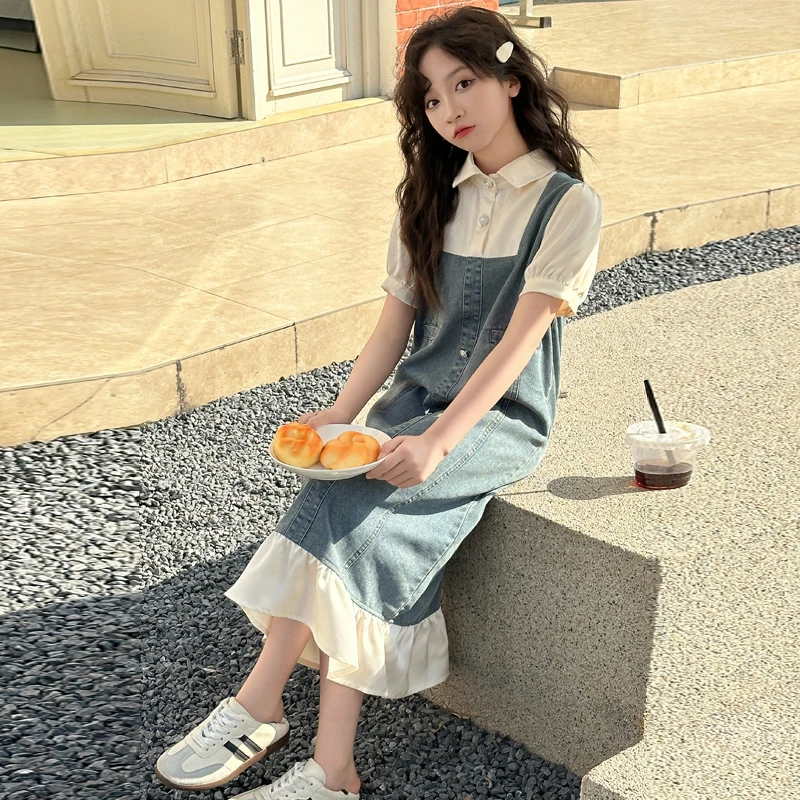 女童连衣裙夏季新款超好看简约牛仔裙小女孩洋气休闲童装韩范衣服