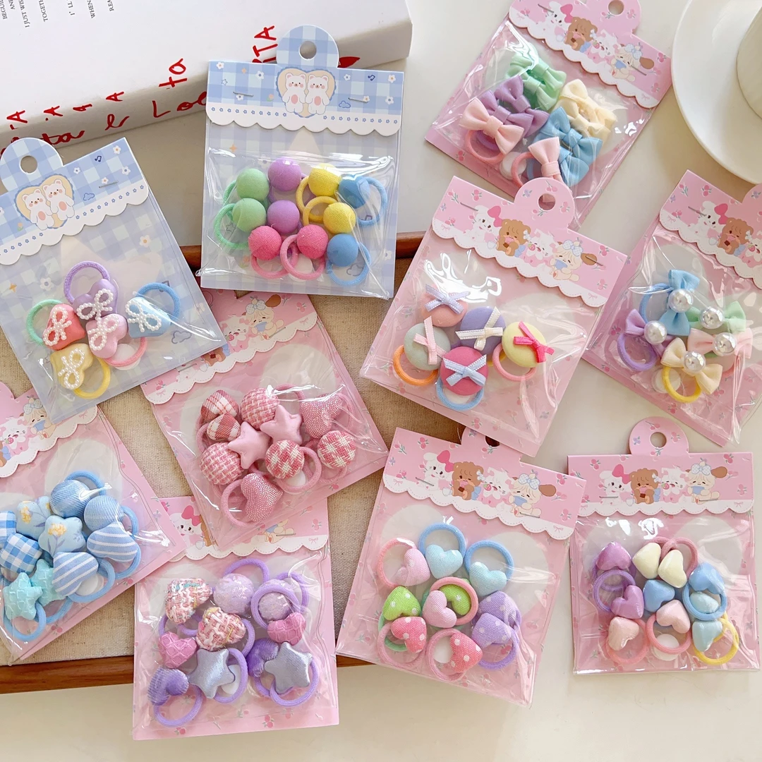 甜美布艺纽扣发圈宝宝小号扎小揪揪橡皮筋发绳女童不伤发头绳