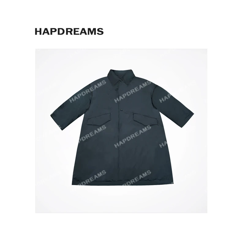 奶奶鹅 简约纯色阔版立领嘎嘎大风衣中长款夹克外套