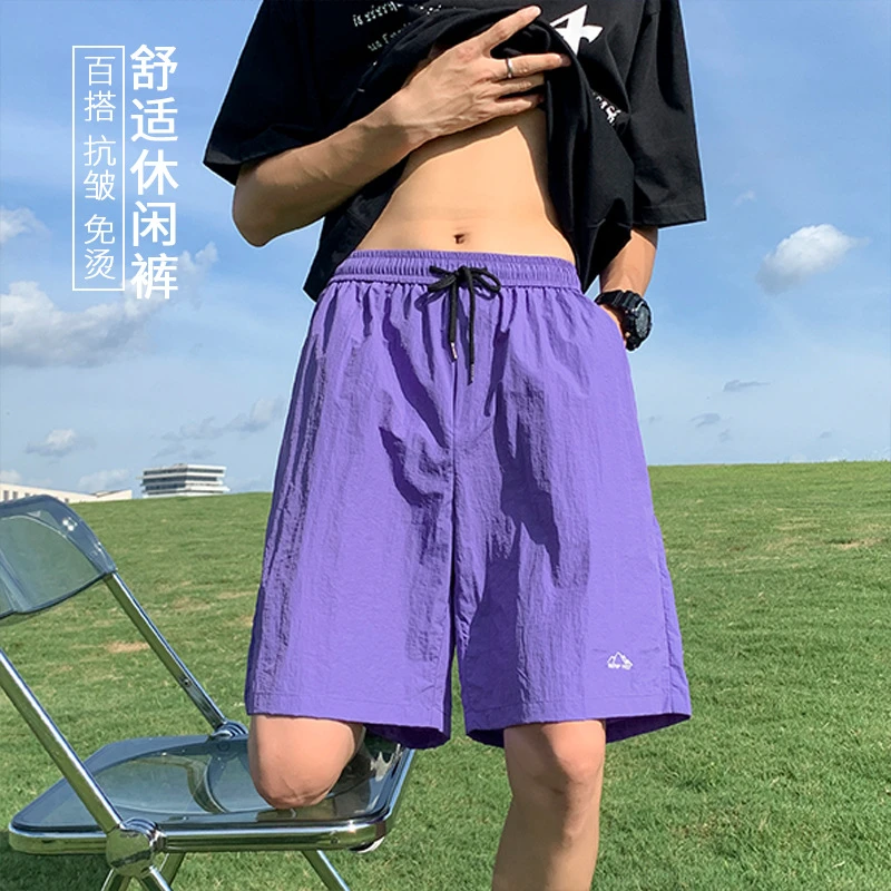 裤子2024年夏季牛仔速干男五分夏天迷彩爸爸胖子白色款男款大裤衩