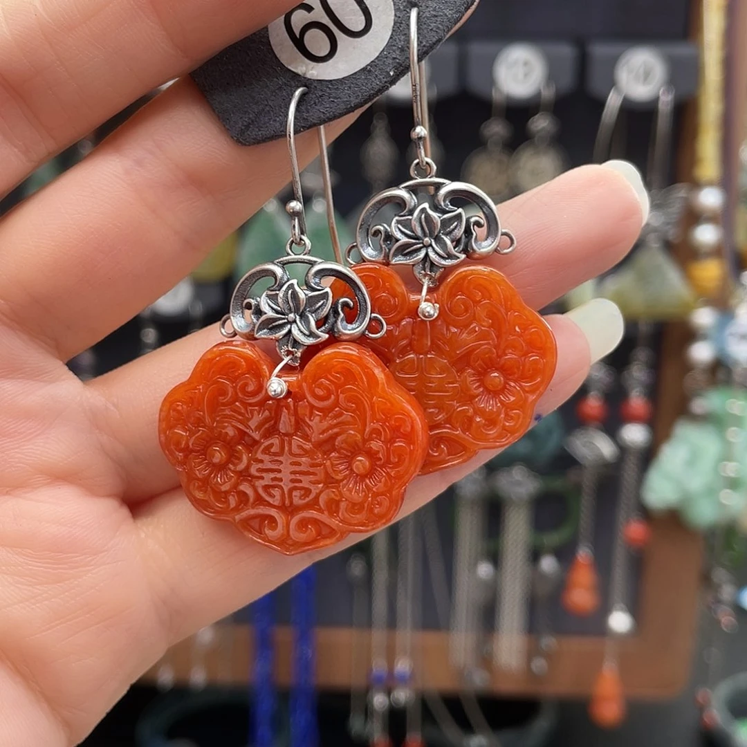 翡翠耳饰银S925镶嵌筝*589ghjhhhj