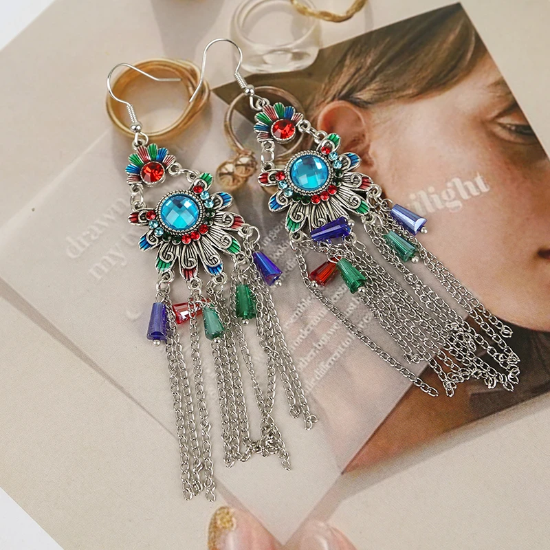 天山美翼新疆舞蹈服广场舞配饰太阳花宝石配饰耳环